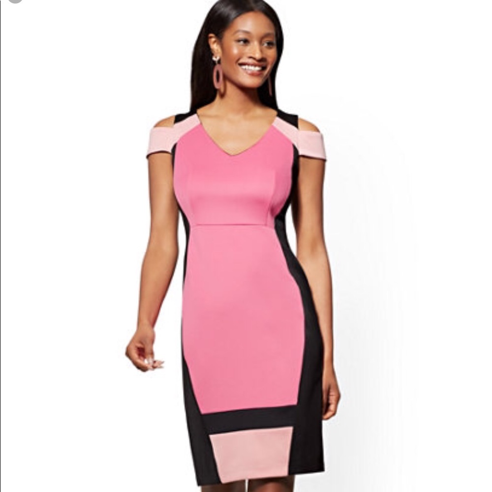 7th Ave- Colorblock Coldshoulder Sheath Dress NWT